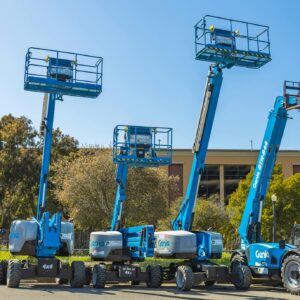 Blue Aerial Lift and Forklift Trucks